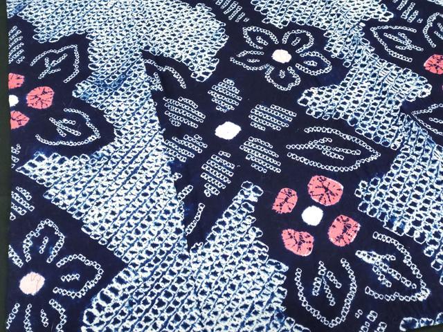 平和屋着物∴夏物 浴衣 有松鳴海絞り 枝花文 綿 逸品 DABI8627cd