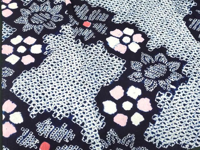 平和屋着物∴夏物 浴衣 有松鳴海絞り 花繋ぎ 綿 逸品 DABI8642cd