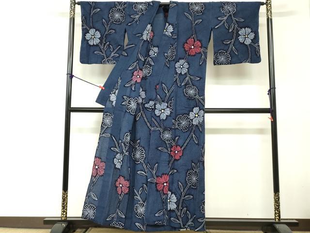 平和屋着物∴夏物 浴衣 有松鳴海絞り 草花文 綿 逸品 DABI8651cd