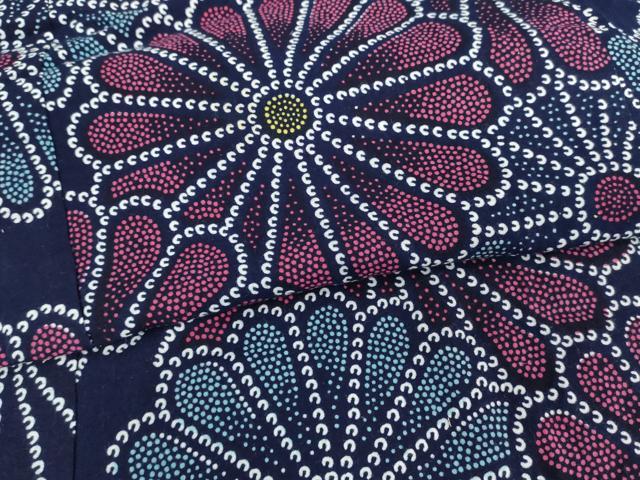 平和屋着物∴夏物 浴衣 注染 手縫い 舞花文 綿 逸品 DABI8652cd