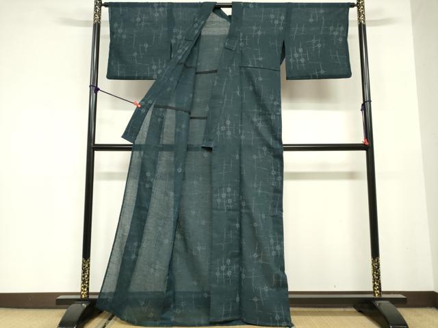 平和屋着物∴夏物 阿波しじら織 浴衣 十字絣 綿 逸品 DABI8658cd