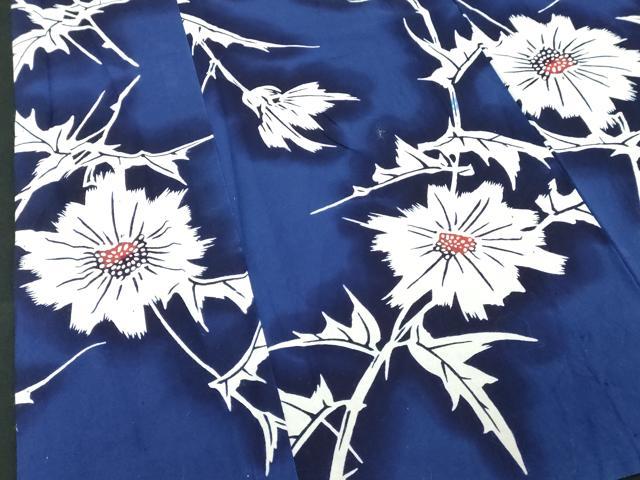 平和屋着物∴夏物 浴衣 注染 手縫い 枝花文 綿 逸品 DABI8673cd