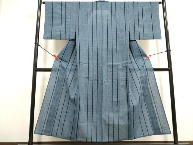 平和屋着物∴夏物 阿波しじら織 浴衣 間道 綿 逸品 DABI8708cd