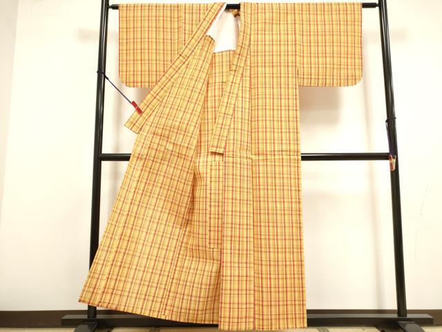 平和屋着物∴夏物 阿波しじら織 格子 浴衣 綿 逸品 未使用 DABI8712cd