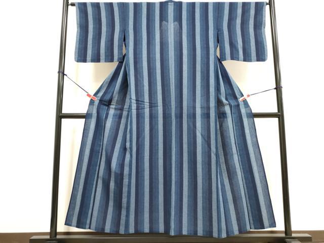 平和屋着物∴夏物 阿波しじら織 浴衣 間道 綿 逸品 DABI8713cd