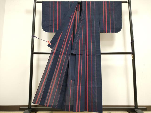 平和屋着物∴夏物 阿波しじら織 浴衣 間道 綿 逸品 未使用 DABI8715cd