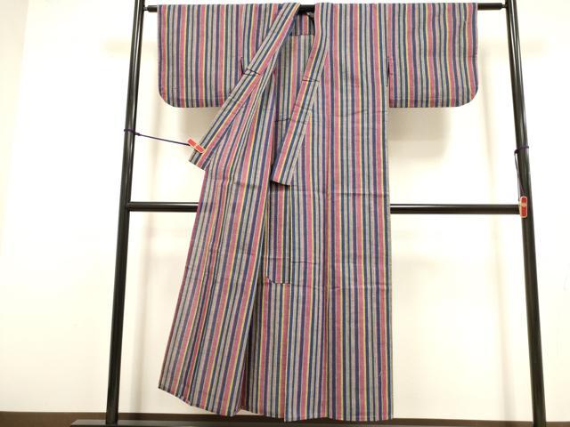 平和屋着物∴夏物 阿波しじら織 浴衣 間道 綿 逸品 DABI8718cd