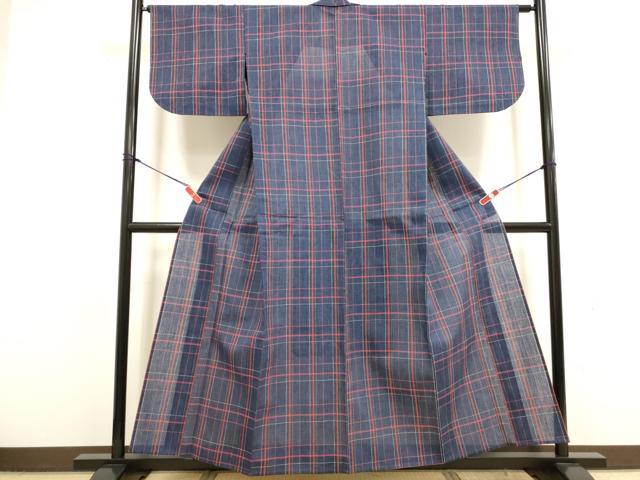 平和屋着物∴夏物 阿波しじら織 浴衣 格子 綿 逸品 DABI8721cd