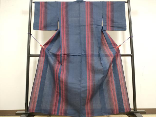 平和屋着物∴夏物 阿波しじら織 浴衣 間道 綿 逸品 DABI8724cd