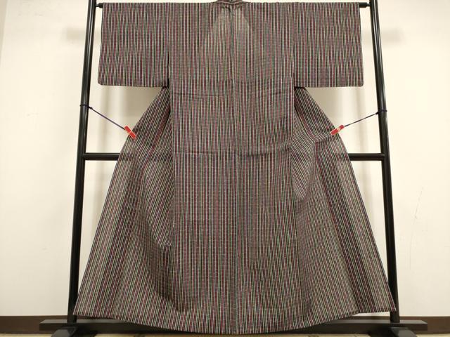 平和屋着物∴夏物 阿波しじら織 浴衣 間道 綿 逸品 DABI8726cd