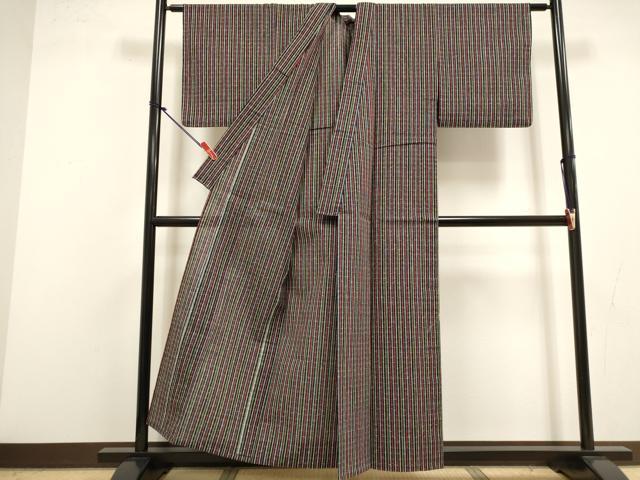 平和屋着物∴夏物 阿波しじら織 浴衣 間道 綿 逸品 DABI8726cd