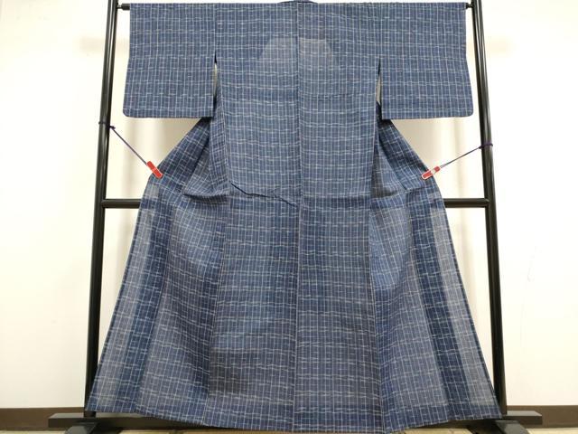 平和屋着物∴夏物 阿波しじら織 浴衣 間道 綿 逸品 DABI8729cd