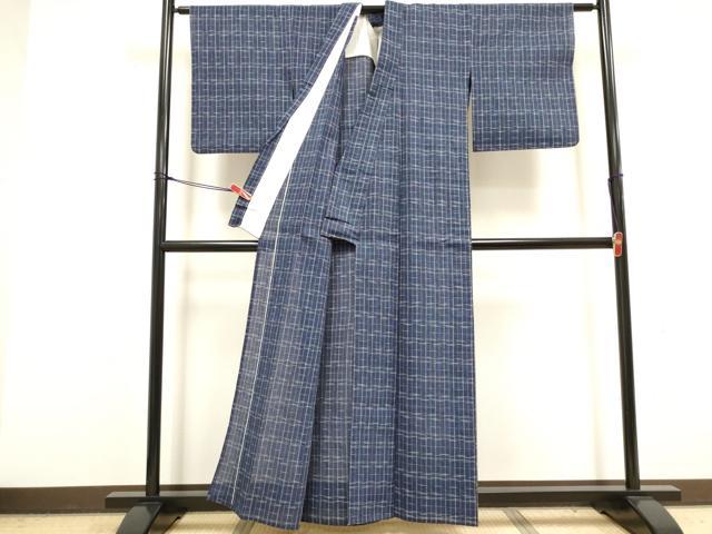 平和屋着物∴夏物 阿波しじら織 浴衣 間道 綿 逸品 DABI8729cd