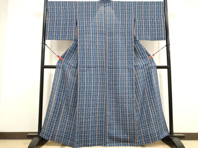 平和屋着物∴夏物 阿波しじら織 浴衣 格子 綿 逸品 DABI8730cd