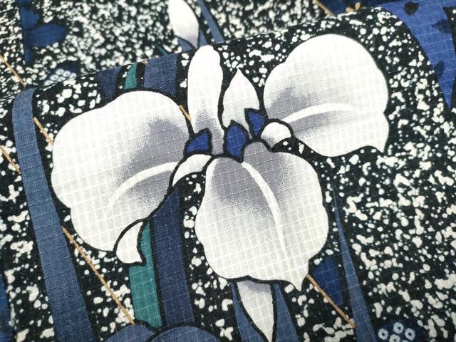 平和屋着物∴夏物 綿紅梅 浴衣 手縫い 枝花文 杜若 カキツバタ 金彩 綿 逸品 DABI8756cd