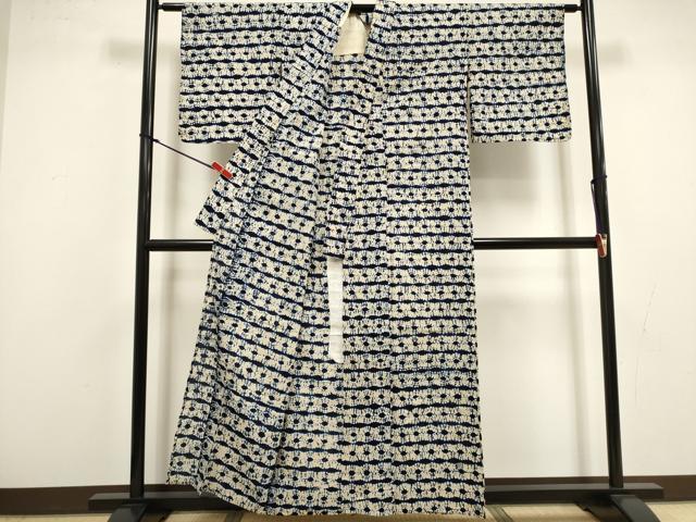 平和屋着物∴夏物 浴衣 有松鳴海絞り 横段文 綿 逸品 DABI8794cd