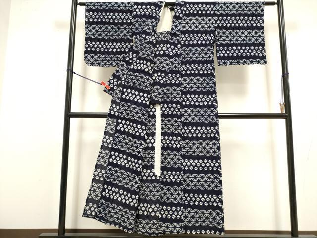 平和屋着物∴夏物 浴衣 有松鳴海絞り 横段七宝文 綿 逸品 DABI8795cd