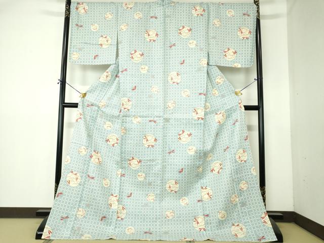 平和屋着物∴夏物 浴衣 手縫い 丸文 トンボ ロング丈 逸品 未使用 DABI8812cd