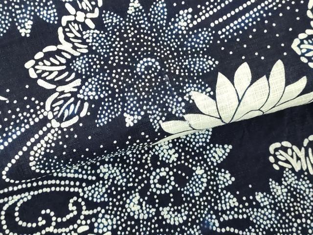 平和屋着物∴夏物 浴衣 流水花文 綿 逸品 DABI8822cd
