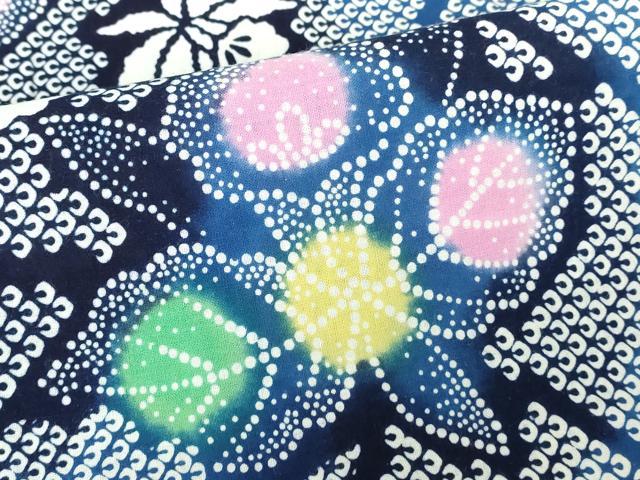 平和屋着物∴夏物 浴衣 注染 流水草花文 蘭 綿 逸品 DABI8825cd