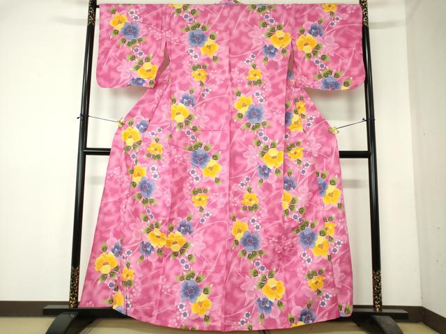 平和屋着物∴夏物 浴衣 草花文 綿 逸品 DABI8833cd