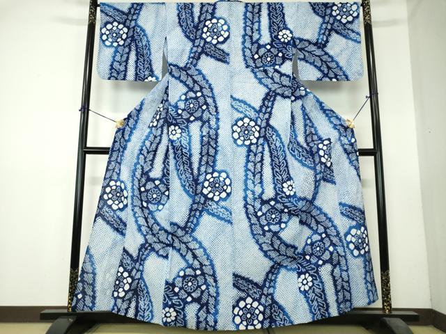 平和屋着物∴夏物 浴衣 有松鳴海絞り 草花文 綿 逸品 未使用 DABI8842cd