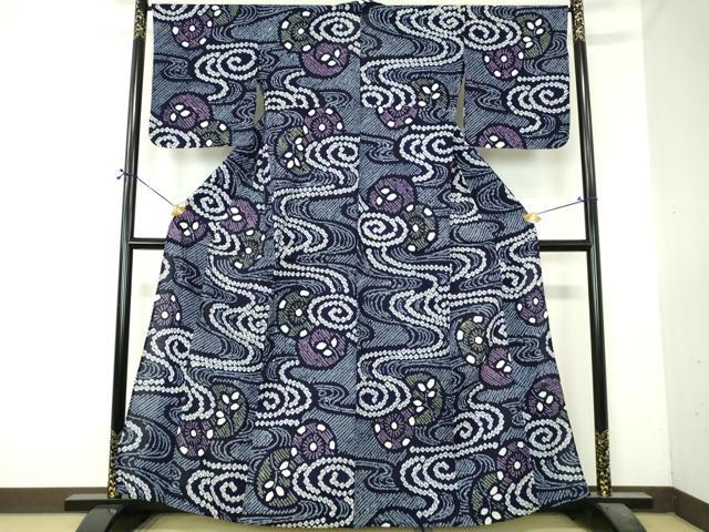 平和屋着物∴夏物 浴衣 有松鳴海絞り 流水花文 綿 逸品 DABI8847cd
