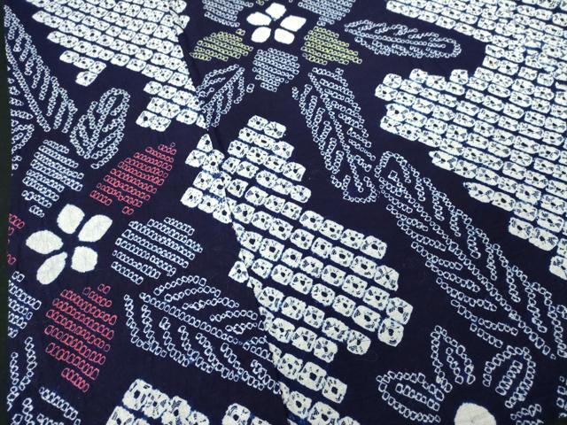 平和屋着物∴夏物 浴衣 有松鳴海絞り 草花文 綿 逸品 DABI8851cd