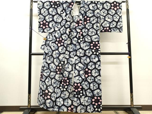 平和屋着物∴夏物 浴衣 有松鳴海絞り 舞花文 綿 逸品 DABI8860cd