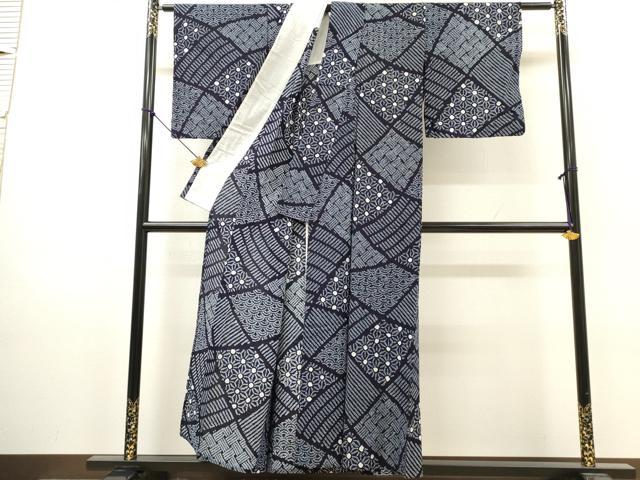 平和屋着物∴夏物 浴衣 有松鳴海絞り 切嵌吉祥文 綿 逸品 DABI8861cd