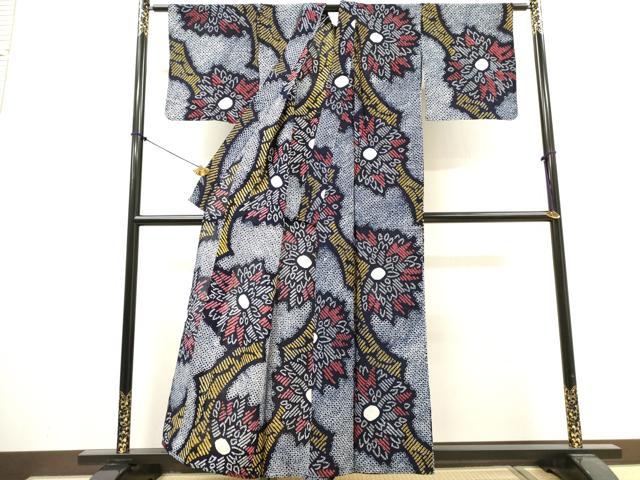 平和屋着物∴夏物 浴衣 有松鳴海絞り 枝花文 綿 逸品 DABI8863cd
