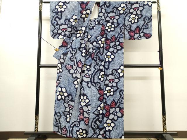 平和屋着物∴夏物 浴衣 有松鳴海絞り 草花文 綿 逸品 DABI8866cd