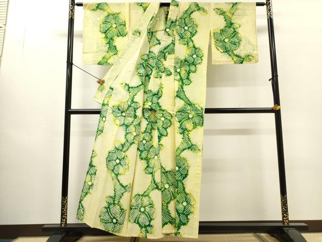 平和屋着物∴夏物 浴衣 有松鳴海絞り 枝花文 綿 逸品 DABI8871cd