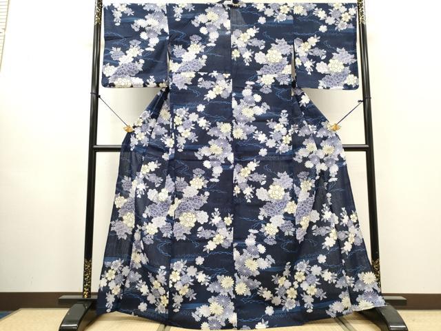 平和屋着物∴夏物 浴衣 蜘蛛絞り花文 逸品 DABI8882cd