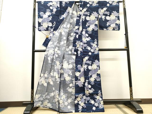 平和屋着物∴夏物 浴衣 蜘蛛絞り花文 逸品 DABI8882cd