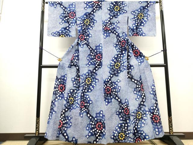 平和屋着物∴夏物 浴衣 有松鳴海絞り 花繋ぎ 綿 逸品 DABI8888cd