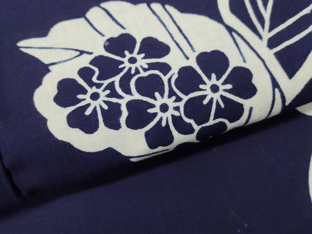 平和屋着物∴夏物 浴衣 注染 手縫い 草花文 綿 逸品 DABI8896cd