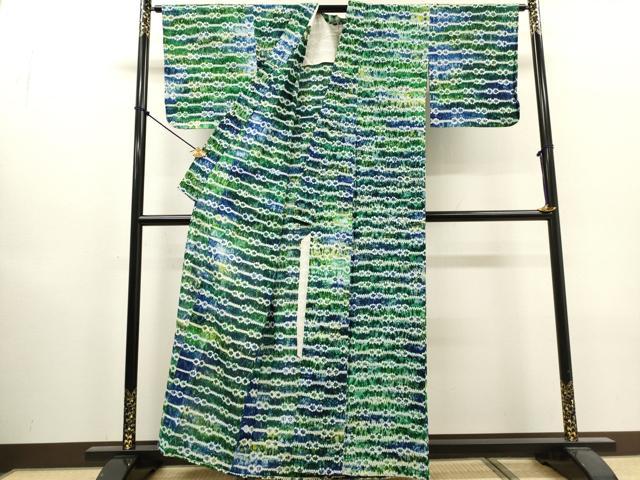 平和屋着物∴夏物 浴衣 有松鳴海絞り 横段花文 綿 逸品 DABI8900ccd
