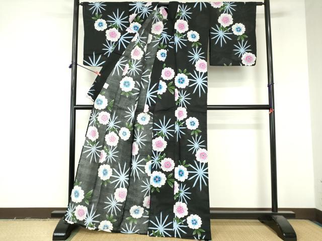 平和屋着物∴夏物 浴衣 舞花文 綿 逸品 DABI8908cd