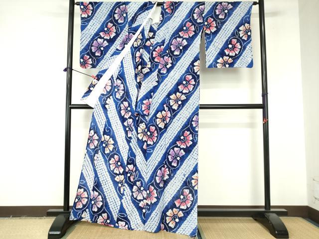 平和屋着物∴夏物 浴衣 有松鳴海絞り 花唐草文 綿 逸品 DABI8911cd