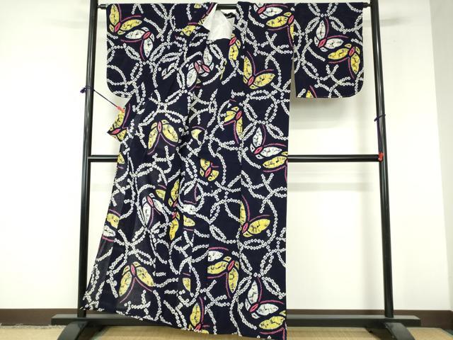 平和屋着物∴夏物 浴衣 有松鳴海絞り 舞蝶文 綿 逸品 DABI8918cd