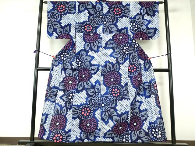 平和屋着物∴夏物 浴衣 有松鳴海絞り 草花文 綿 逸品 DABI8920cd