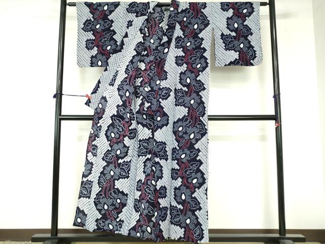 平和屋着物∴夏物 浴衣 有松鳴海絞り 枝花文 綿 逸品 DABI8923cd