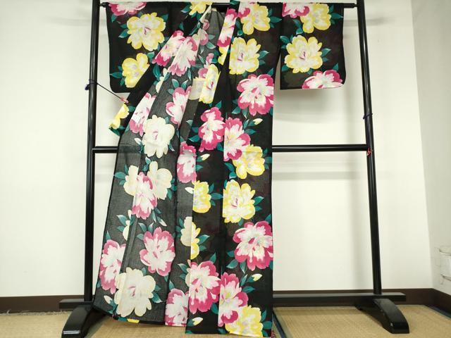 平和屋着物∴夏物 綿紅梅 浴衣 舞花文 綿 逸品 DABI8941cd