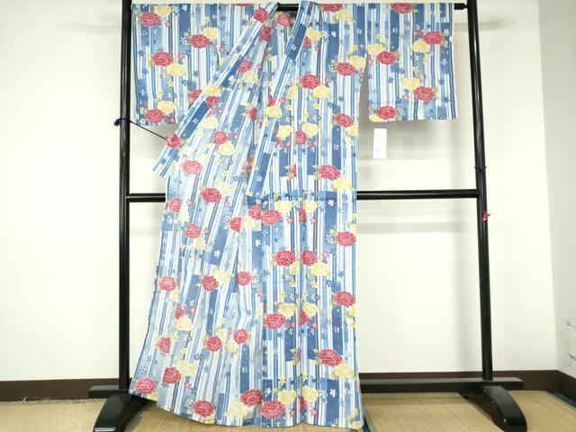 平和屋着物∴夏物 綿紅梅 浴衣 色紙花文 舞桜 綿 逸品 DABI8943cd