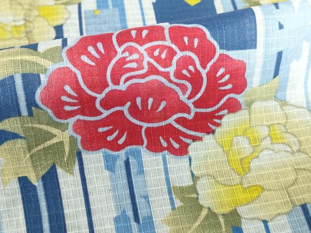 平和屋着物∴夏物 綿紅梅 浴衣 色紙花文 舞桜 綿 逸品 DABI8943cd