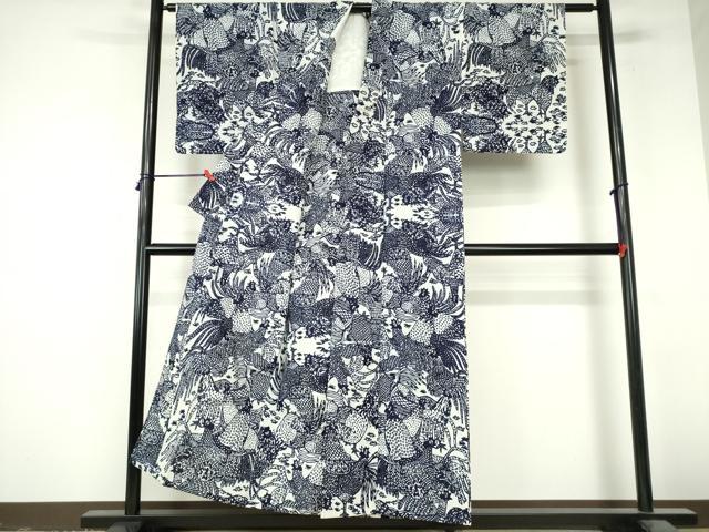 平和屋着物∴夏物 浴衣 注染 手縫い 鶏 ニワトリ 綿 逸品 DABI8945cd