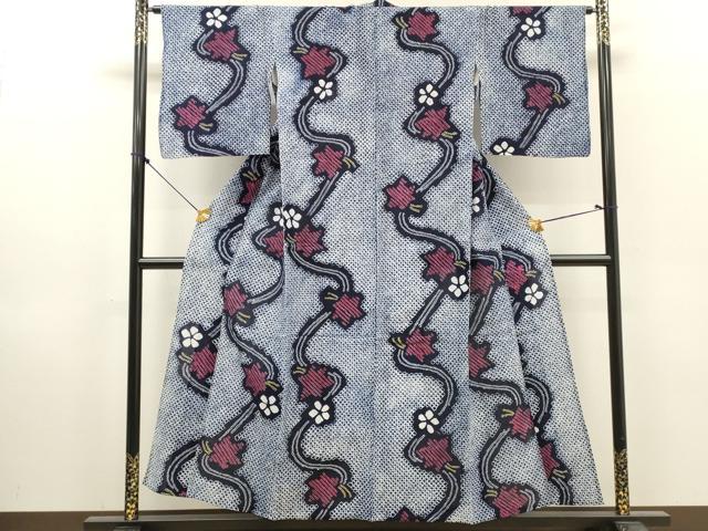 平和屋着物∴夏物 浴衣 有松鳴海絞り 流水花文 綿 逸品 DABI8950cd