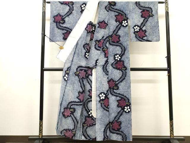 平和屋着物∴夏物 浴衣 有松鳴海絞り 流水花文 綿 逸品 DABI8950cd