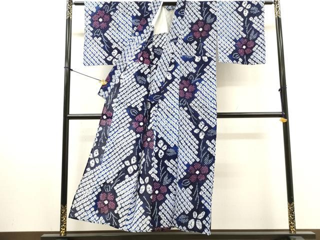 平和屋着物∴夏物 浴衣 有松鳴海絞り 草花文 綿 逸品 DABI8958cd